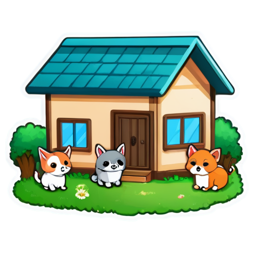 The way animals are gathered inside the house - icon | sticker