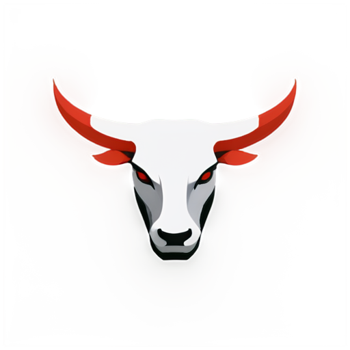 Abstract bull logo esports 1D in white and red style with the inscription bull industry - icon | sticker