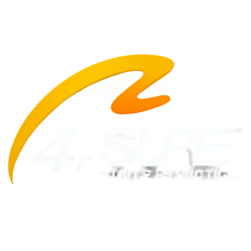 "4SURE" logo that represents reliability and confidence. Conveys a sense of practicality, aligning with the needs of customers seeking functional office products solutions - icon | sticker