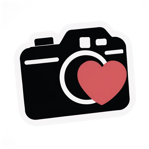 camera with heart and album images - icon | sticker