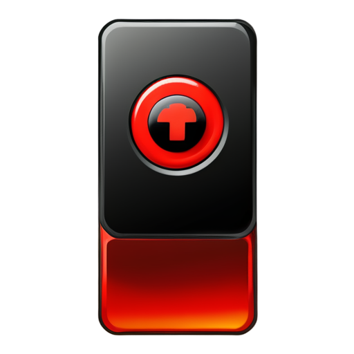 black and red button, computer game, square, vertical - icon | sticker