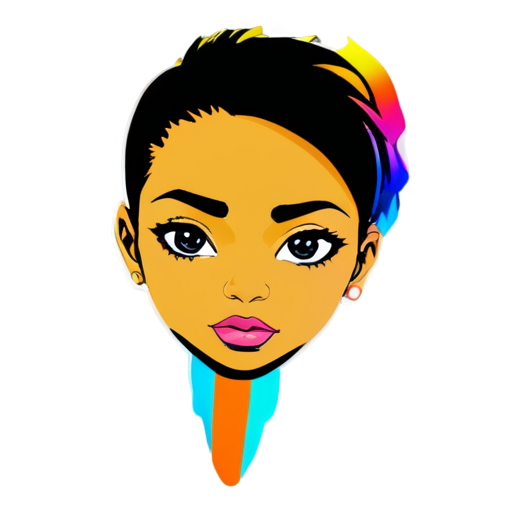 a logo about half-profile headshot of a colorful abstract digital figure with a colorful background - icon | sticker