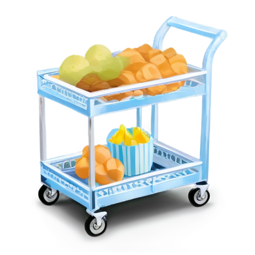 cart with products in blue and light blue colors - icon | sticker