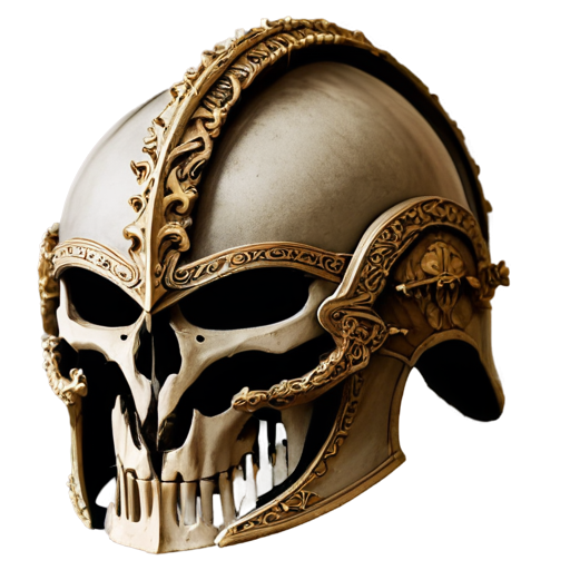 Medieval fantasy helmet made of bones, matte - icon | sticker