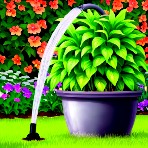 automatic watering of beautiful plants in the garden - icon | sticker