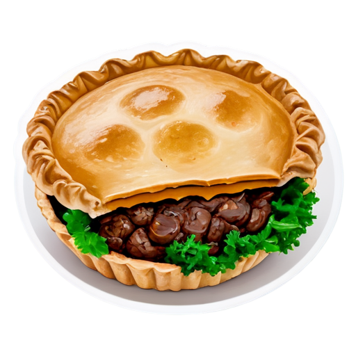 A huge houbac meat pie, liberally sprinkled with yam greens. - icon | sticker