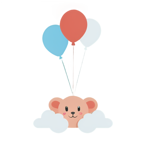 Create a logo featuring a flying mouse surrounded by balloons and clouds, embodying the theme of "flying." The application name can be "FlappyMouse" or "FlappyCursor," using playful fonts. - icon | sticker