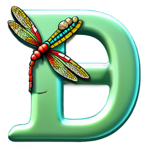 a letter P mixed with a dragonfly - icon | sticker