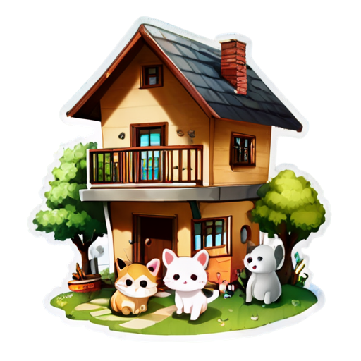 The way animals are gathered inside the house - icon | sticker