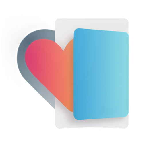 Please describe your icon 2 card with heart in inside. blue color with gradient - icon | sticker