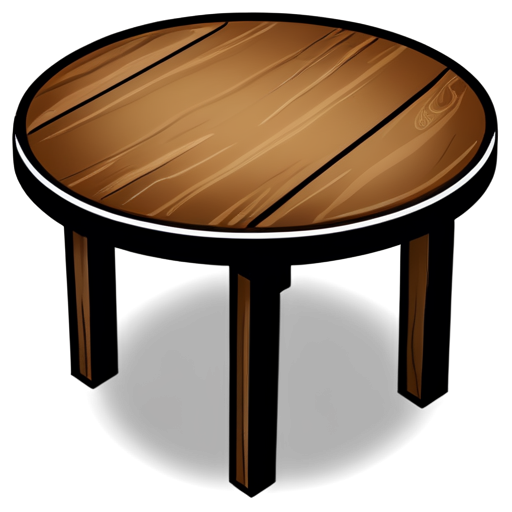 Rustic table with wooden planks. . inside round icon with thin black rim - icon | sticker