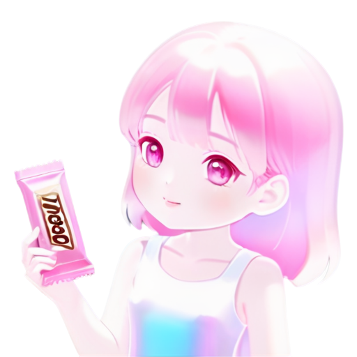 girl eating chocolate bar pink color - icon | sticker