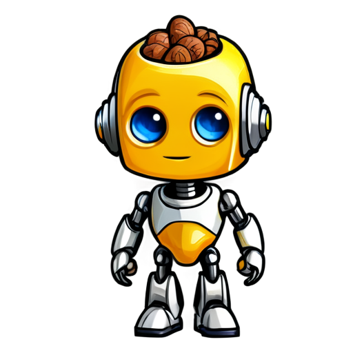 A robot looks at a nut - icon | sticker