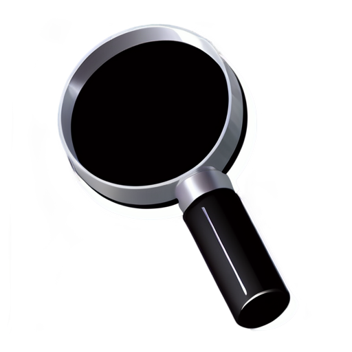 isometric search icon, magnifying glass, black and white, flat - icon | sticker