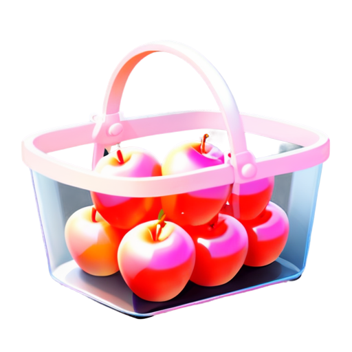 a schematic image for the website of a basket with a handle containing pink fruits - icon | sticker