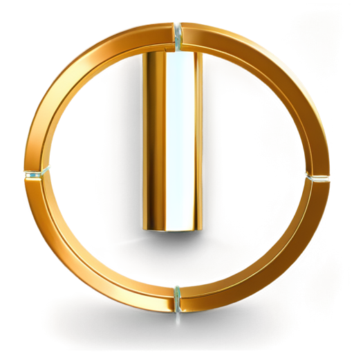 two segments of a square pipe are folded into a circle. circle thickness 10px. color - gold - icon | sticker