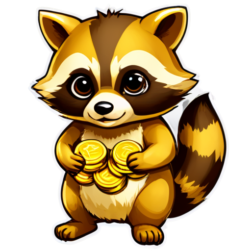 racoon money balls gold blocks - icon | sticker