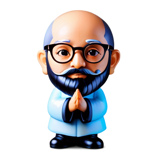 Indian guru bald with goatee & glasses - icon | sticker