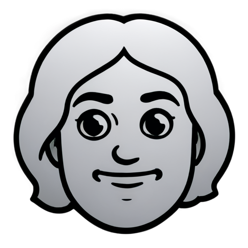 cartoonish isaac newton emoji, just his face outline in 2D - icon | sticker