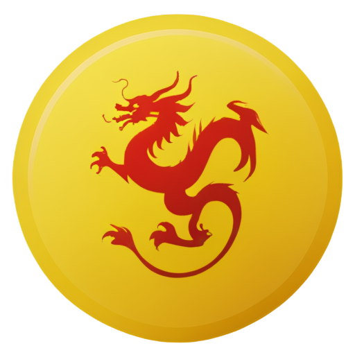 red round logo with china yellow dragon inside - icon | sticker