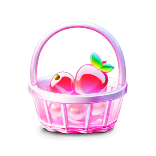 girl with a basket of pink fruits - icon | sticker