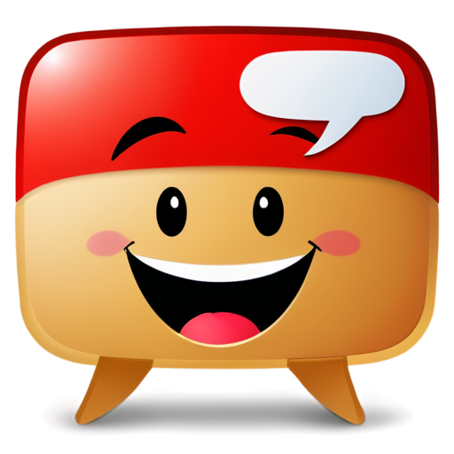 red messenger dialogbox with happy smiling face - icon | sticker