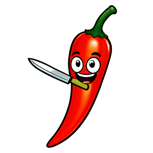 Chili emoji and knife - icon | sticker