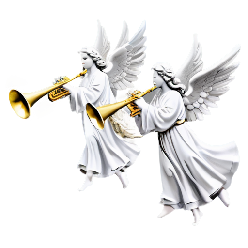 3 floating angels blowing trumpets with bible - icon | sticker