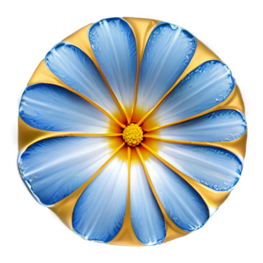 Blue ice flower with golden lines from thi meddle. Background is yellow and has round form. Size is 212 x 212. - icon | sticker