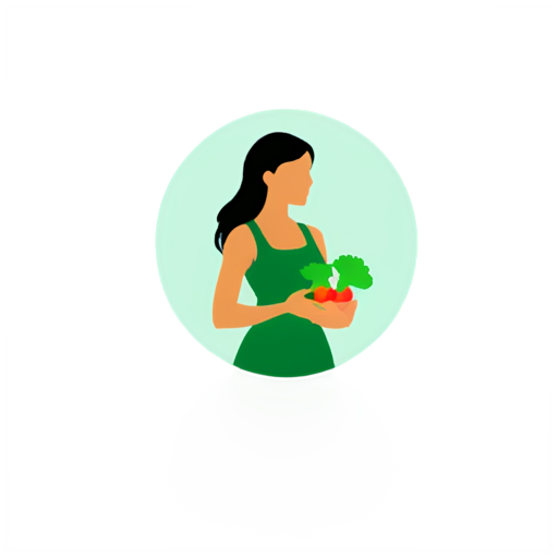 Logo for nutritionist, girl with vegetables - icon | sticker