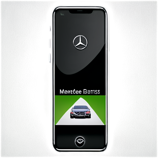 Mercedes-Benz Parking App with black background modern and an S class behind and a discreet parking sign - icon | sticker