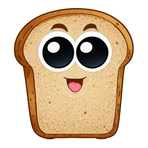 loaf of bread with eyes and mouth - icon | sticker