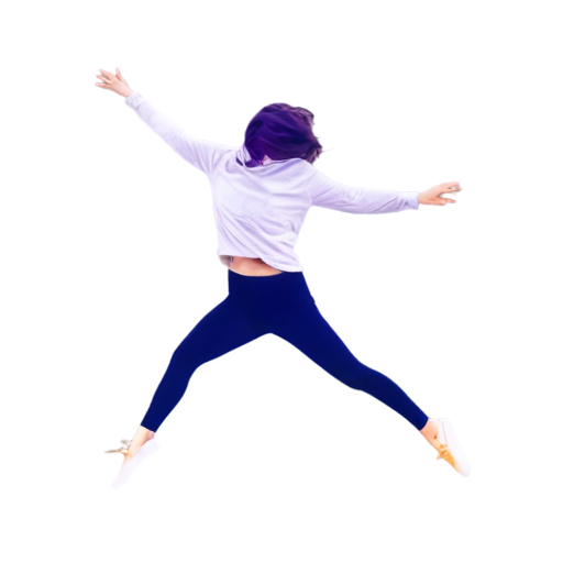 Logo mystical, purple shades, white background, human jumping, minimalism, pastel - icon | sticker