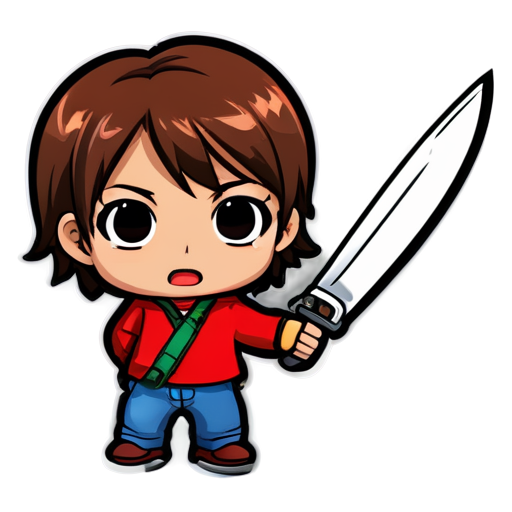 Chili and knife - icon | sticker