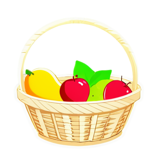 schematic image for the site of a fruit basket in pink color - icon | sticker