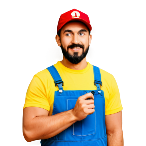 Plumber with a key in the house. Image in blue tones. Realistic - icon | sticker