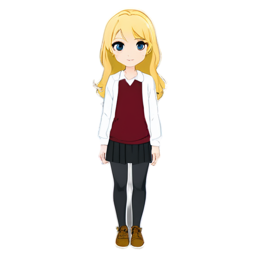 A full-length outfit for a tall, blue-eyed blonde in the following colors: honey, yellow, burgundy, pink, or leaf green. - icon | sticker