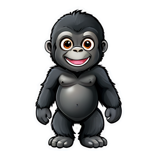 Sticker, Beautiful, kind gorilla, smiling - icon | sticker