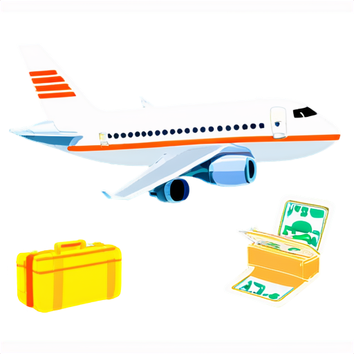 Earth, plane, banknotes and baggage - icon | sticker