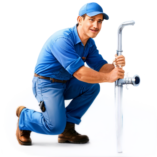 Plumber in the house. Image in blue tones. Realistic - icon | sticker