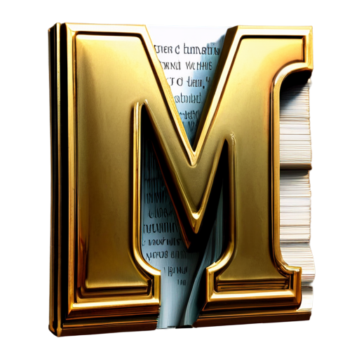 letter M and book - icon | sticker