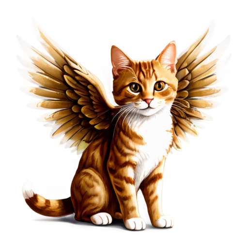 A cat with wings, hand drawn illustration style - icon | sticker