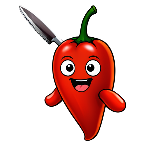 chili emoji with knife - icon | sticker