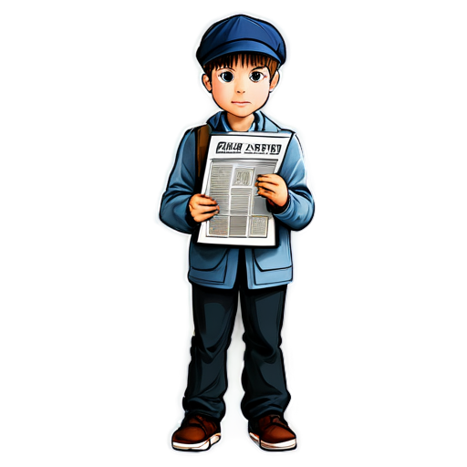 newsboy with newspaper, transparent background - icon | sticker