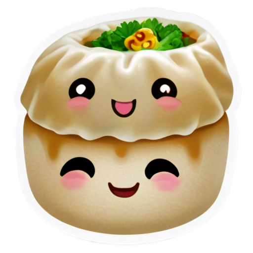 dimsum with face and emoji - icon | sticker