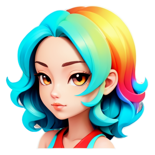 a half-profile headshot of a colorful digital figure in abstract style with a colorful background - icon | sticker