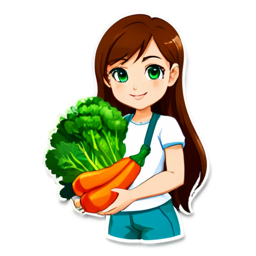 Logo for nutritionist, girl with vegetables - icon | sticker