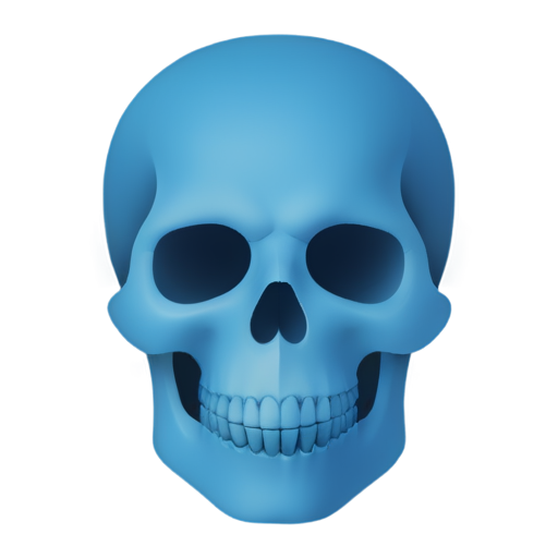 Scary blue skull - icon | sticker