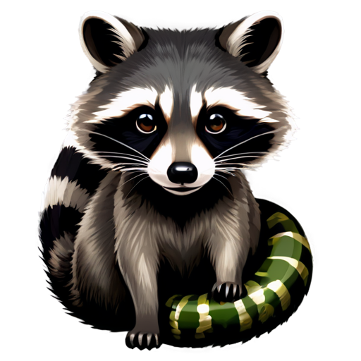 Raccoon with snake eyes, games, play, rgb - icon | sticker