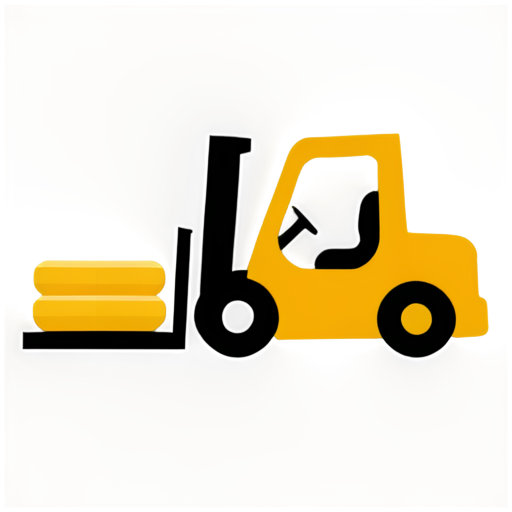 A forklift lifting a plate with hot food - icon | sticker